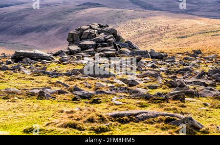 Granitausbissen von Higher Tor, Belstone Ridge, Dartmoor National Park, Devon, England, VEREINIGTES KÖNIGREICH Stockfoto