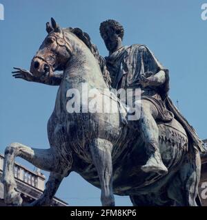 ESTATUA ECUESTRE DE MARCO AURELIO, 161/180. Lage: Capitolio. Rom. ITALIEN. MARCO AURELIO EMPERADOR. Stockfoto