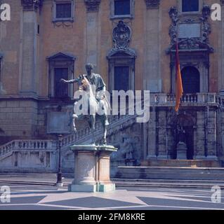 ESTATUA ECUESTRE DE MARCO AURELIO, 161/180. Lage: Capitolio. Rom. ITALIEN. MARCO AURELIO EMPERADOR. Stockfoto