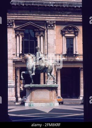 ESTATUA ECUESTRE DE MARCO AURELIO, 161/180. Lage: Capitolio. Rom. ITALIEN. MARCO AURELIO EMPERADOR. Stockfoto