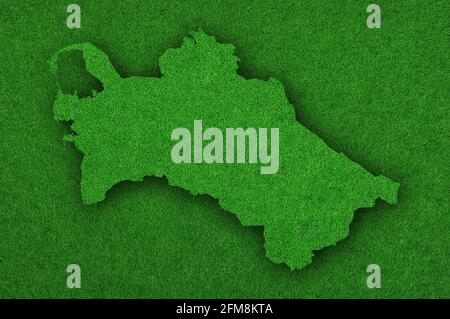 Karte von Turkmenistan auf grünem Filz Stockfoto