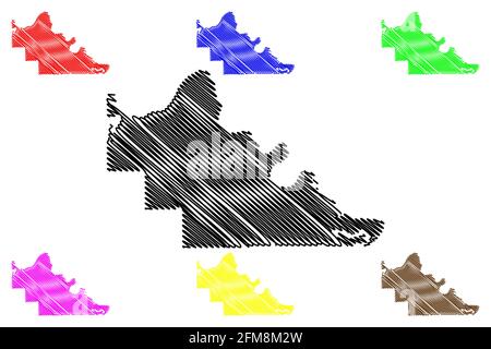 Pawnee County, Oklahoma State (U.S. County, United States of America, USA, U.S., US) Kartenvektordarstellung, Scribble Sketch Pawnee Map Stock Vektor