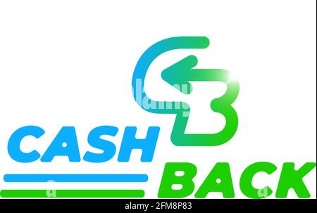 Vorlage für das Symbol des Cashback-Service-Stickersymbols. Cashback-Label für Geldrückerstattung. Blauer und grüner Pfeil in Form C und B Buchstaben Emblem Vektordarstellung Stock Vektor