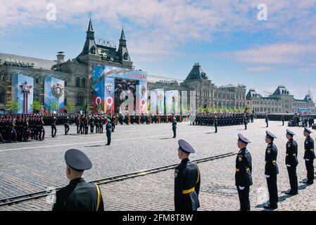 Siegestag in Moskau. Militär auf dem Roten Platz. Festliche Siegesparade: Moskau, Russland, 09. Mai 2019. Stockfoto