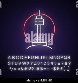 N Seoul Tower Neonlicht-Ikone Stock Vektor