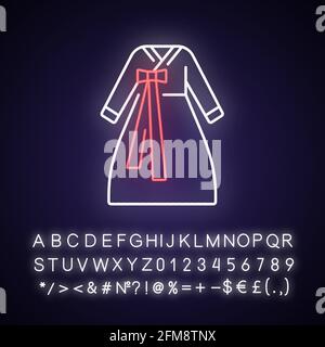 Hanbok Neonlicht-Ikone Stock Vektor