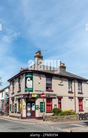 Außenansicht des White Swan Pub an der Mill Road, Cambridge, Großbritannien. Stockfoto