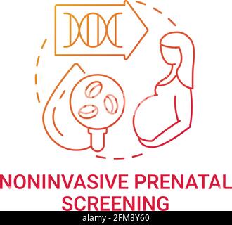 Symbol für das Konzept des nichtinvasiven pränatalen Screenings mit rotem Gradienten Stock Vektor