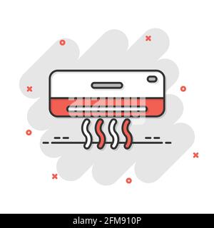 Conditioner-Symbol im Comic-Stil. Kühler Cartoon Vektor-Illustration auf weißem isolierten Hintergrund. Geschäftskonzept mit kaltem Klimaeffekt. Stock Vektor