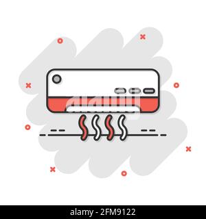 Conditioner-Symbol im Comic-Stil. Kühler Cartoon Vektor-Illustration auf weißem isolierten Hintergrund. Geschäftskonzept mit kaltem Klimaeffekt. Stock Vektor