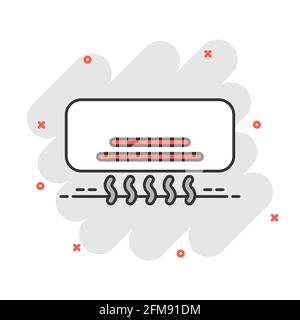 Conditioner-Symbol im Comic-Stil. Kühler Cartoon Vektor-Illustration auf weißem isolierten Hintergrund. Geschäftskonzept mit kaltem Klimaeffekt. Stock Vektor