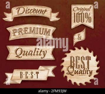 Set von Bändern und Etiketten mit Textqualität und bester, Premium-Qualität. Stock Vektor