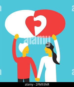 Ein Mann und eine Frau, die Hand voneinander halten, teilen die Liebe zueinander Stock Vektor