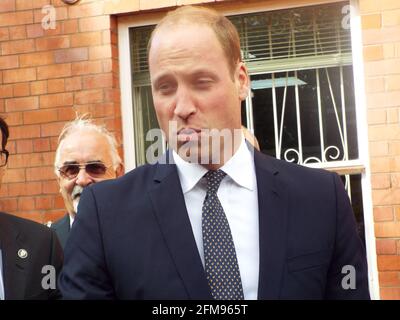 WALLASEY, VEREINIGTES KÖNIGREICH - Jan 15, 2015: Seacombe Wallasey Wirral Merseyside vereinigtes Königreich 01/15/2015 HRH Prinz William auf einem Rundgang in Seacombe A Stockfoto