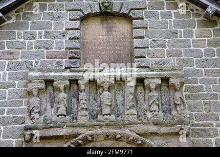 Detail der normannischen Kapelle in der St. Peters Kirche in Prestbury Stockfoto