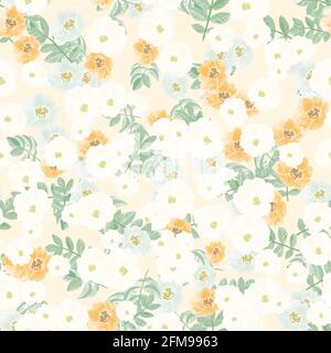 Zartes Pastellmuster mit wilden Rosenblüten Stock Vektor