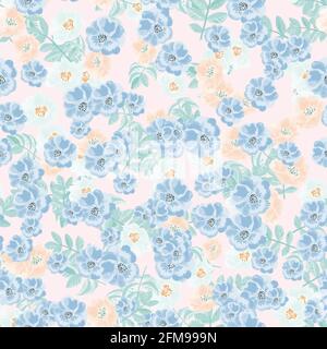 Zartes Pastellmuster mit wilden Rosenblüten Stock Vektor