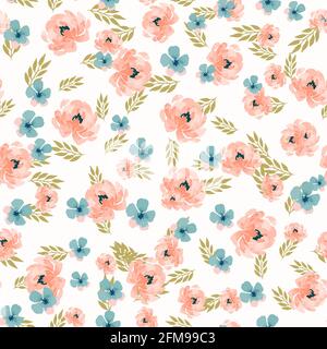 Schönes, zartes Nahtmuster mit Pfingstrosen im Aquarellstil Stock Vektor