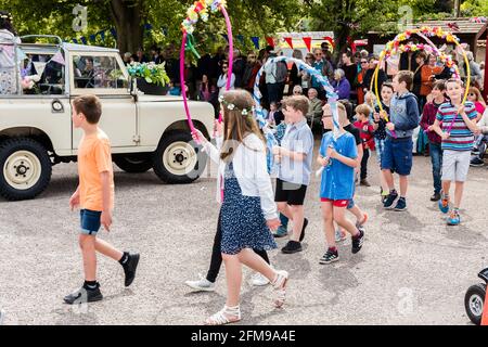 Mayday Feiern in einem Dorf von Devon.bbb Stockfoto