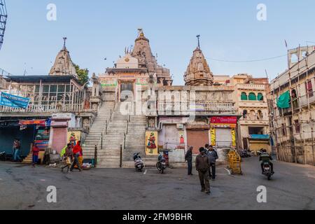 UDAIPUR, INDIEN - 11. FEBRUAR 2017: Jagdish Tempel in Udaipur, Rajasthan Staat, Indien Stockfoto