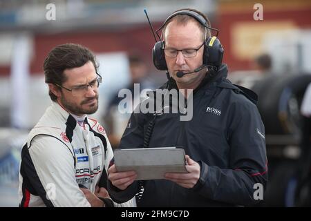 KAGEROD 20210507 Schwedens Prinz Carl Philip während der Qualifikationsrunde des Porsche Carrera Cup auf der Ring Knutstorp Rennstrecke vor Kagerod in Südschweden. Foto Andreas Hillergren / TT kod 10600. Stockfoto