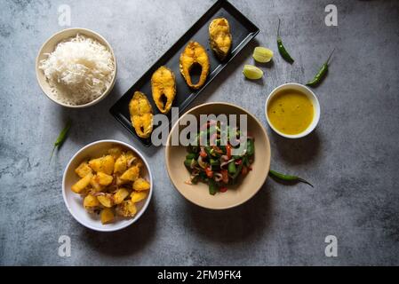 Indisches Mittagessen Lebensmittel Zutaten auf einem Hintergrund mit Verwendung von Selektiver Fokus Stockfoto