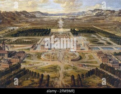 Das Schloss von Versailles, gemalt von Pierre Patel in 1668 Stockfoto