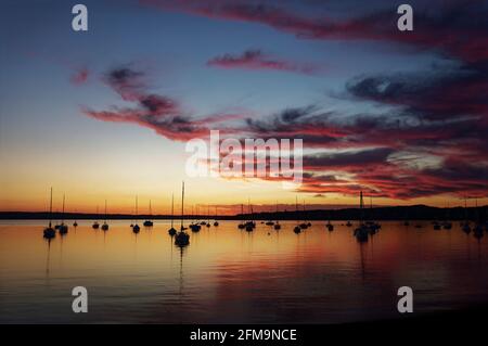 Farbenspiel in Herrsching am Ammersee Stockfoto