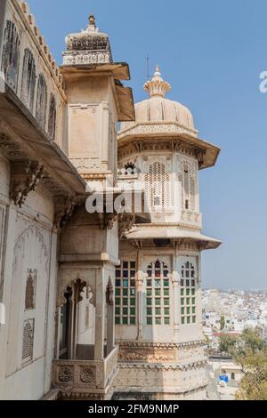 Stadtpalast in Udaipur, Rajasthan Staat, Indien Stockfoto