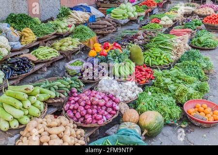 Gemüsestall in Udaipur, Rajasthan Staat, Indien Stockfoto