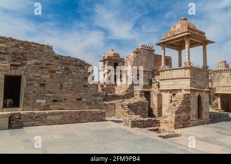 Ruinen von Kumbha Palace in Chittor Fort in Chittorgarh, Rajasthan Staat, Indien Stockfoto