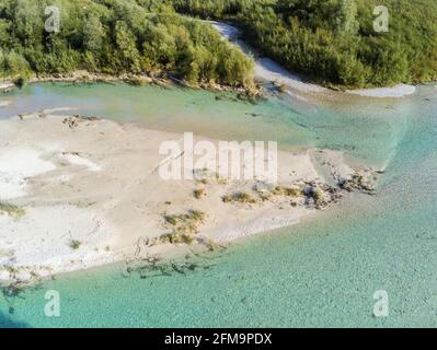 Isar bei Lenggries, Tölzer Land, Oberbayern, Bayern, Deutschland Stockfoto