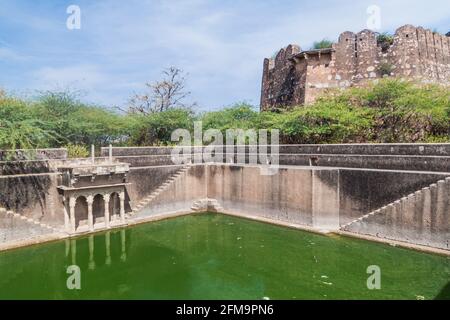 Schritt gut an Taragarh Fort in Bundi, Rajasthan Staat, Indien Stockfoto