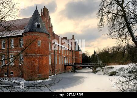 Herten Wasserschloss im Winter, Herten, Nordrhein-Westfalen, Deutschland Stockfoto