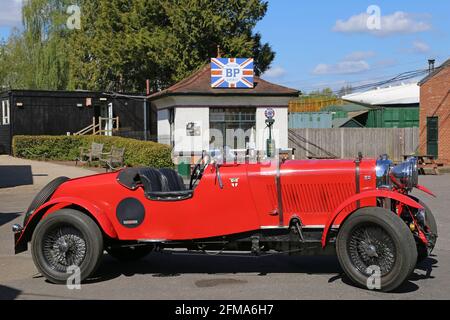 Lagonda M45 Le Mans 1935 (1934, nachgebaute Karosserie), Outer Paddock, Brooklands Museum, Weybridge, Surrey, England, Großbritannien, Großbritannien, Großbritannien, Europa Stockfoto