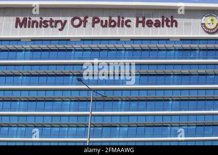 Ansicht des Hauptquartiers des Gesundheitsministeriums in Doha, Katar Stockfoto