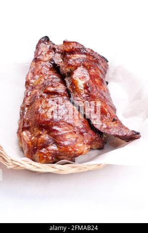 Schweineseitige Rippen mit Barbequed Stockfoto