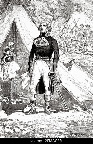 Porträt von Louis Lazare Hoche (1768-1797) Französischer General der revolutionären Armee. Frankreich. Alte Illustration aus dem 19. Jahrhundert nach Histoire de la Revolution Francaise 1876 von Jules Michelet (1798-1874) Stockfoto