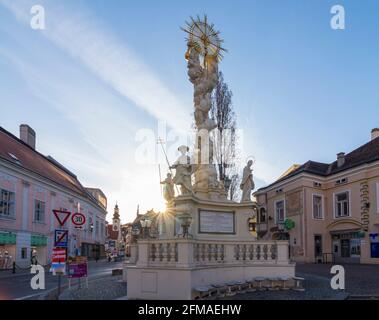 Mödling, Pestsäule (Marianische und Dreifaltigkeitssäule) in Wienerwald / Wienerwald, Niederösterreich / Niederösterreich, Österreich Stockfoto