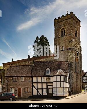 Much Wenlock, eine mittelalterliche Stadt und Gemeinde in Shropshire, England. Die Holy Trinity Church in der Wilmore Street ist die anglikanische Pfarrkirche. Stockfoto