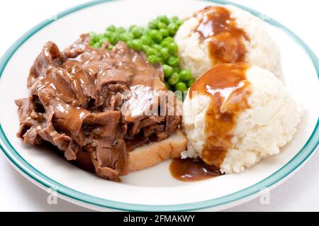 Warmes Rinder-Sandwich im Diner-Stil Stockfoto