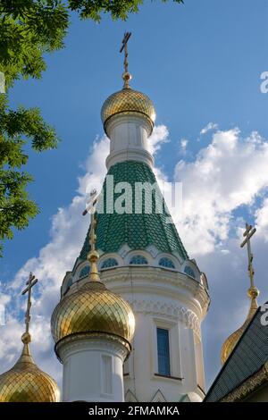 Die Kirche des heiligen Nikolaus des Wundertäters wird auch als russische Kirche bezeichnet. Sofia, Bulgarien Stockfoto