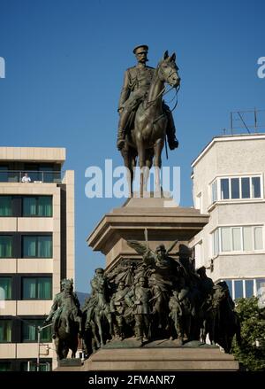 Bronzestatue des russischen Zaren Alexander II. Zu Pferd. Das Denkmal für die Befreier, Sofia, Bulgarien. Stockfoto