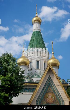 Die Kirche des heiligen Nikolaus des Wundertäters wird auch als russische Kirche bezeichnet. Sofia, Bulgarien Stockfoto