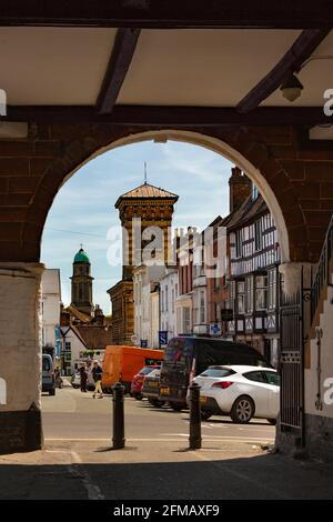 Bridgnorth ist eine Stadt in Shropshire, England. Der Fluss Severn teilt es in eine hohe Stadt und eine niedrige Stadt. Stockfoto