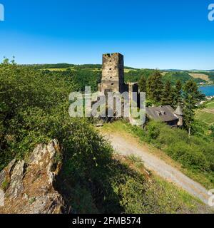 Deutschland, Rheinland-Pfalz, Kaub, Oberes Mittelrheintal Weltkulturerbe, Schloss Gutenfels am Rhein Stockfoto