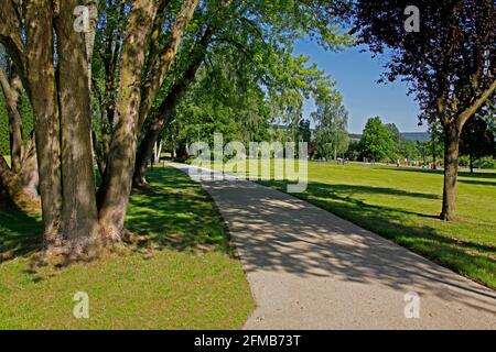 Kurpark, Kurgäste, Bad Soden-Salmünster, Hessen, Deutschland Stockfoto