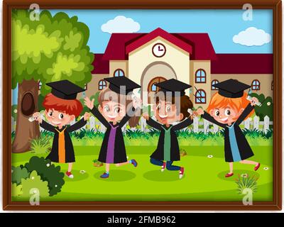 Ein Bild von Kindergarten Kinder Abschlussfeier Illustration Stock Vektor