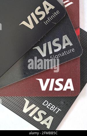 Verschiedene Arten VON VISA-Kreditkarten Stockfoto