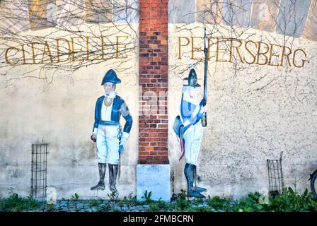 Zitadelle Petersberg, Petersberg, Fassade, Malerei, Festung, Sommer, Erfurt, Thüringen, Deutschland, Europa Stockfoto